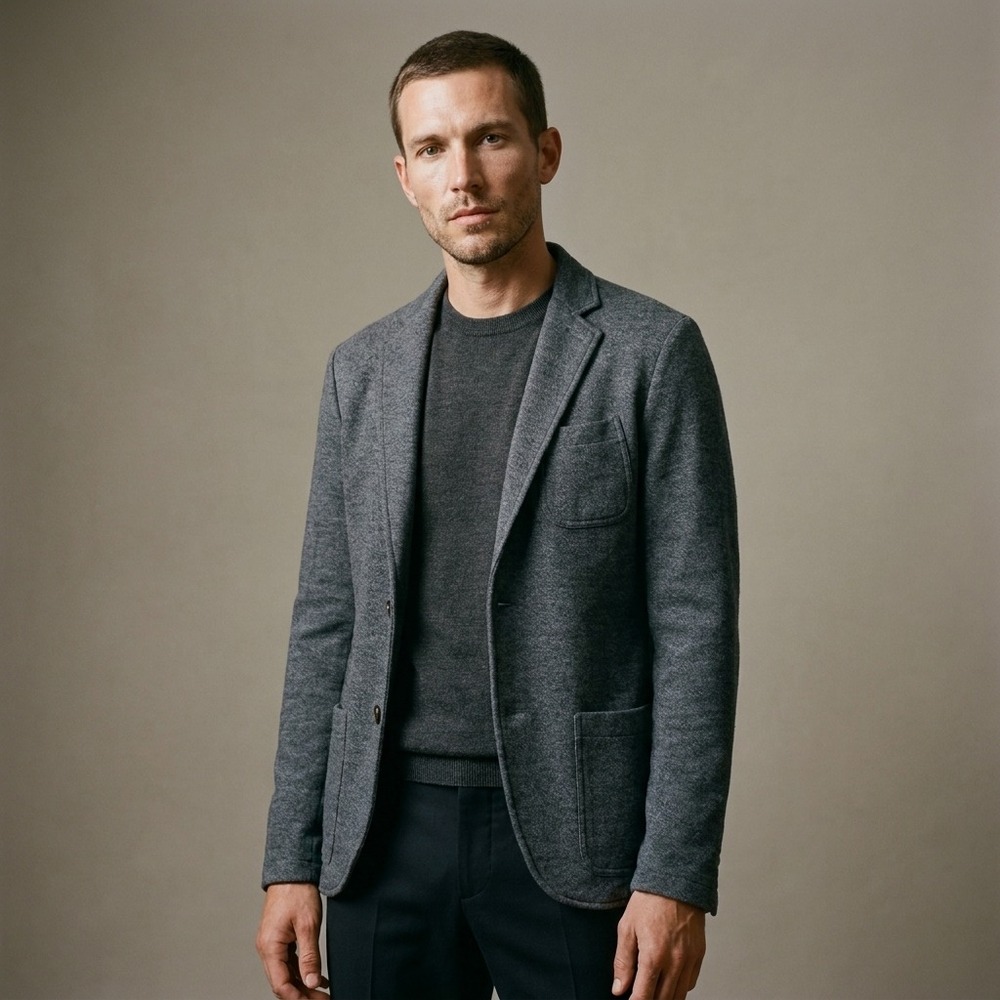 FAHERTY Mens Knit Blazer XS Gray Cotton Blend Casual Prep Tailored Jacket